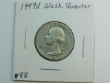 1949D WASHINGTON QUARTER AU