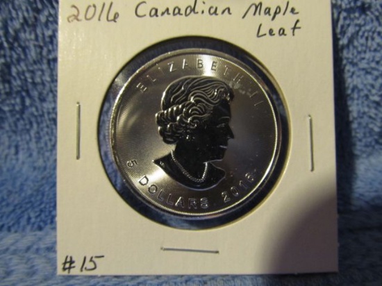 2016 CANADIAN SILVER MAPLE LEAF BU