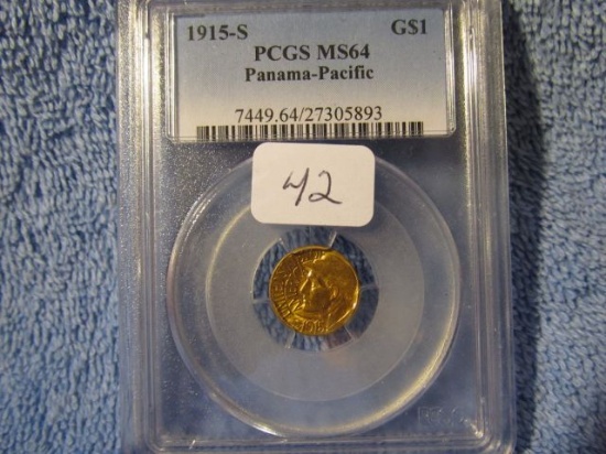 1915S PANAMA-PACIFIC $1. GOLD PIECE PCGS MS64