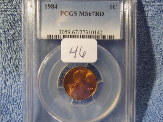 1984 LINCOLN CENT PCGS MS67 RD