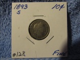 1893S BARBER DIME F