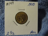 1910 $2.50 INDIAN GOLD AU+