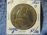 1860O SEATED DOLLAR XF-AU