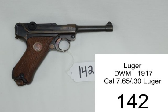 Luger    DWM    1917    Cal 7.65/.30 Luger    4"    SN: 9867    Matching    W/ Leather Holster