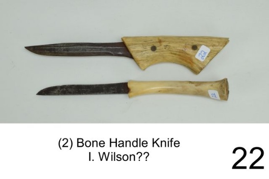 (2) Bone Handle Knife    I. Wilson??