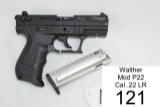 Walther    Mod P22    Cal .22 LR    SN: L165640    2 Mags    Like NIB