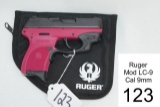 Ruger    Mod LC-9    Cal 9mm    Pink/Raspberry Frame    W/ Crimson-Trace Laser    SN: 324-45778    L
