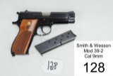 Smith & Wesson    Mod 39-2    Cal 9mm    SN: 8230821    2 Mags