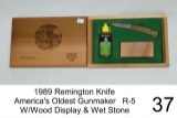 1989 Remington Knife    America's Oldest Gunmaker   R-5    W/Wood Display & Wet Stone