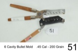 6 Cavity Bullet Mold    .45 Cal - 200 Grain
