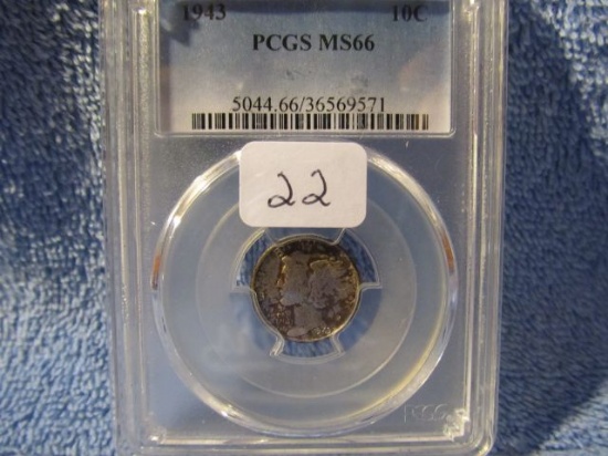 1943 MERCURY DIME PCGS MS66