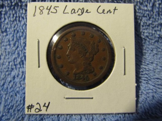 1845 LARGE CENT XF