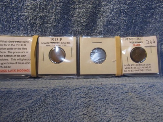 1911,13,13S, LINCOLN CENTS (3-COINS)