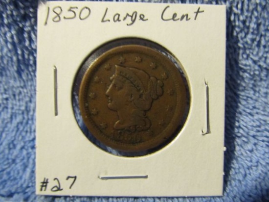 1850 LARGE  CENT F+
