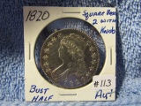 1820 BUST HALF SQUARE BASE 2 WITH KNOB AU+