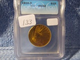 1910D $10. INDIAN GOLD ICG BU