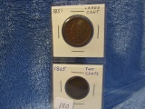 1851 LARGE CENT & 1865 2-CENT PIECE (2-COINS)