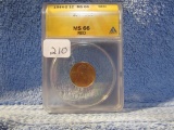 1944S LINCOLN CENT ANACS MS66 RED