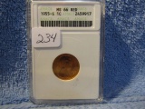 1955S LINCOLN CENT ANACS MS66 RED