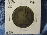 1876CC SEATED HALF G-VG CC-MINT