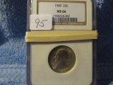 1940 & 1943 WASHINGTON QUARTER BOTH NGC MS66