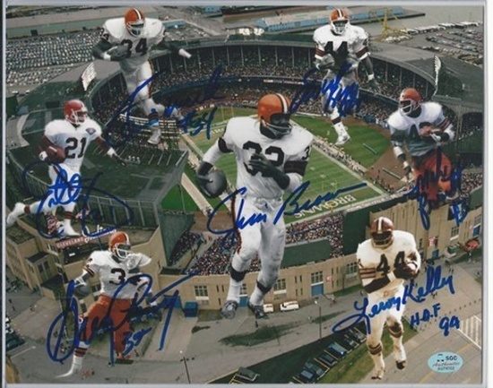 Cleveland Browns running backs signed 8x10 photo w/Jim Brown. SGC