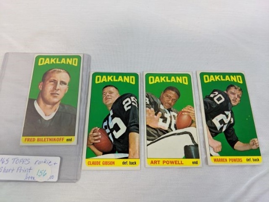 1965 Fred Biletnikoff Rookie, plus 3 other Oakland Raider cards