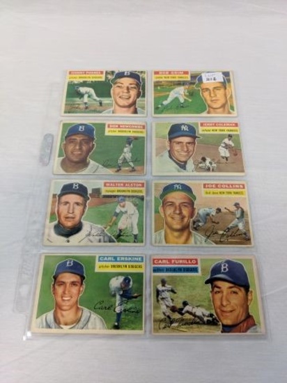 1956 Topps Baseball 8 Card Yankee-Dodger Lot