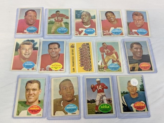 1960 Topps football star lot: 13 cards w/ Unitas, Brown, Tittle
