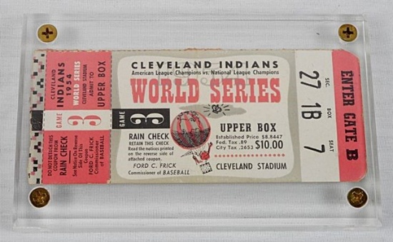 1954 World Series Ticket Stub Indians vs. Giants @ Cleveland