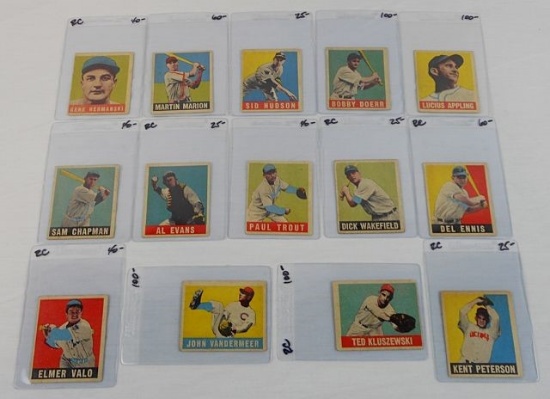 1948 Leaf Baseball Lot of 14 w/Hall of Famers