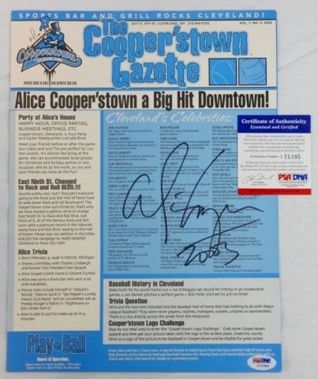 Alice Cooper Signed Cooperstown Restaurant Menu PSA/DNA