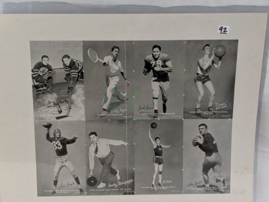 1948 Exhibit Supply Champion Proof Sheet w/George Mikan, Sammy Baugh +++
