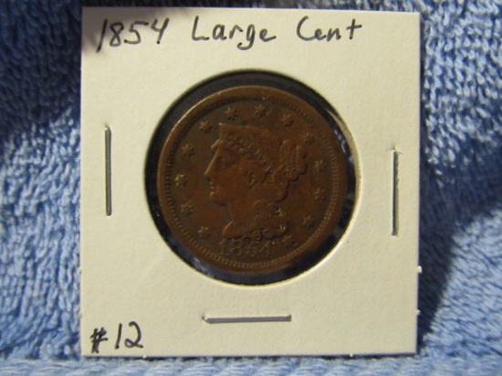 1854 LARGE CENT XF