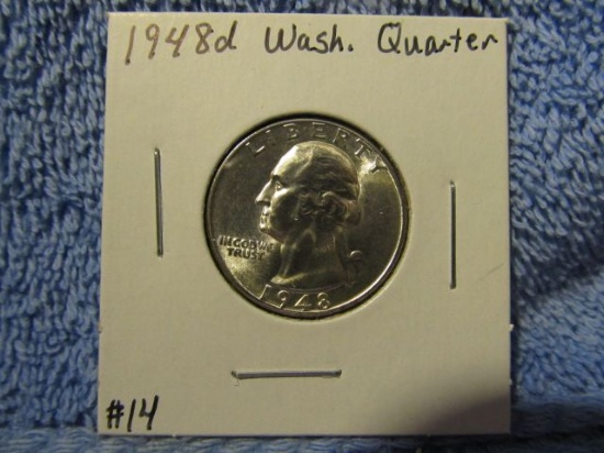 1948D WASHINGTON QUARTER BU