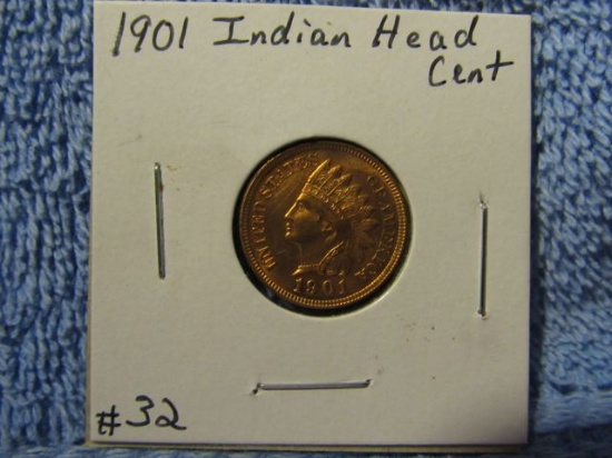 1901 INDIAN HEAD CENT BU RED