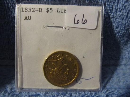 1852D $5. LIBERTY AU