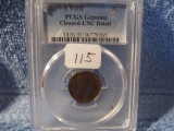 1909SVDB LINCOLN CENT PCGS UNC-DETAILS CLEANED