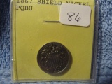 1867 SHIELD NICKEL PQ BU