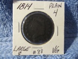 1814 LARGE CENT PLAIN-4 VG