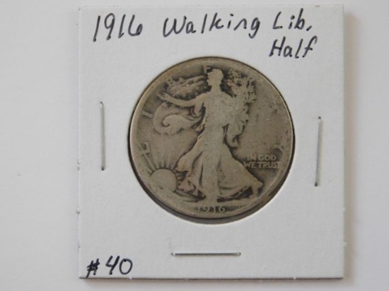 1916 WALKING LIBERTY HALF (FIRST YEAR/SEMI KEY) G