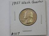 1951 WASHINGTON QUARTER BU