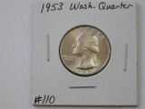 1953 WASHINGTON QUARTER BU