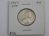 1957 WASHINGTON QUARTER BU