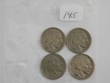 4 BUFFALO NICKELS XF-AU