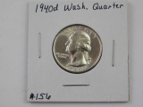 1940D WASHINGTON QUARTER (TOUGH HIGH GRADE COIN) BU