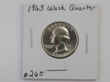 1963 WASHINGTON QUARTER BU