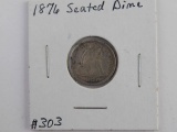 1876 SEATED DIME VF+