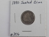 1890 SEATED DIME XF-LIGHT DAMAGE