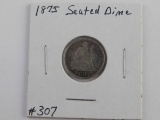 1875 SEATED DIME VG